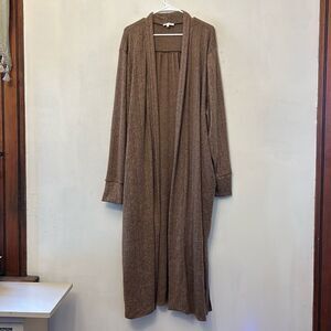 blue/ Grey chocolate long open side slit cardigan Size 3 X New
